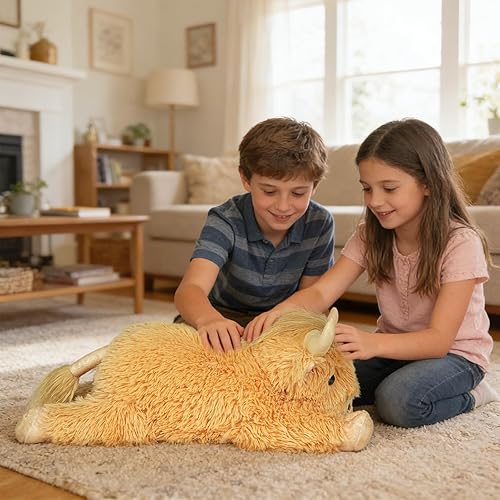 Miniatura 6 de Animales de peluche ponderados de vaca de las tierras altas  Peluche de vaca de las tierras altas ponderado de 4.2 libras para niños y adultos