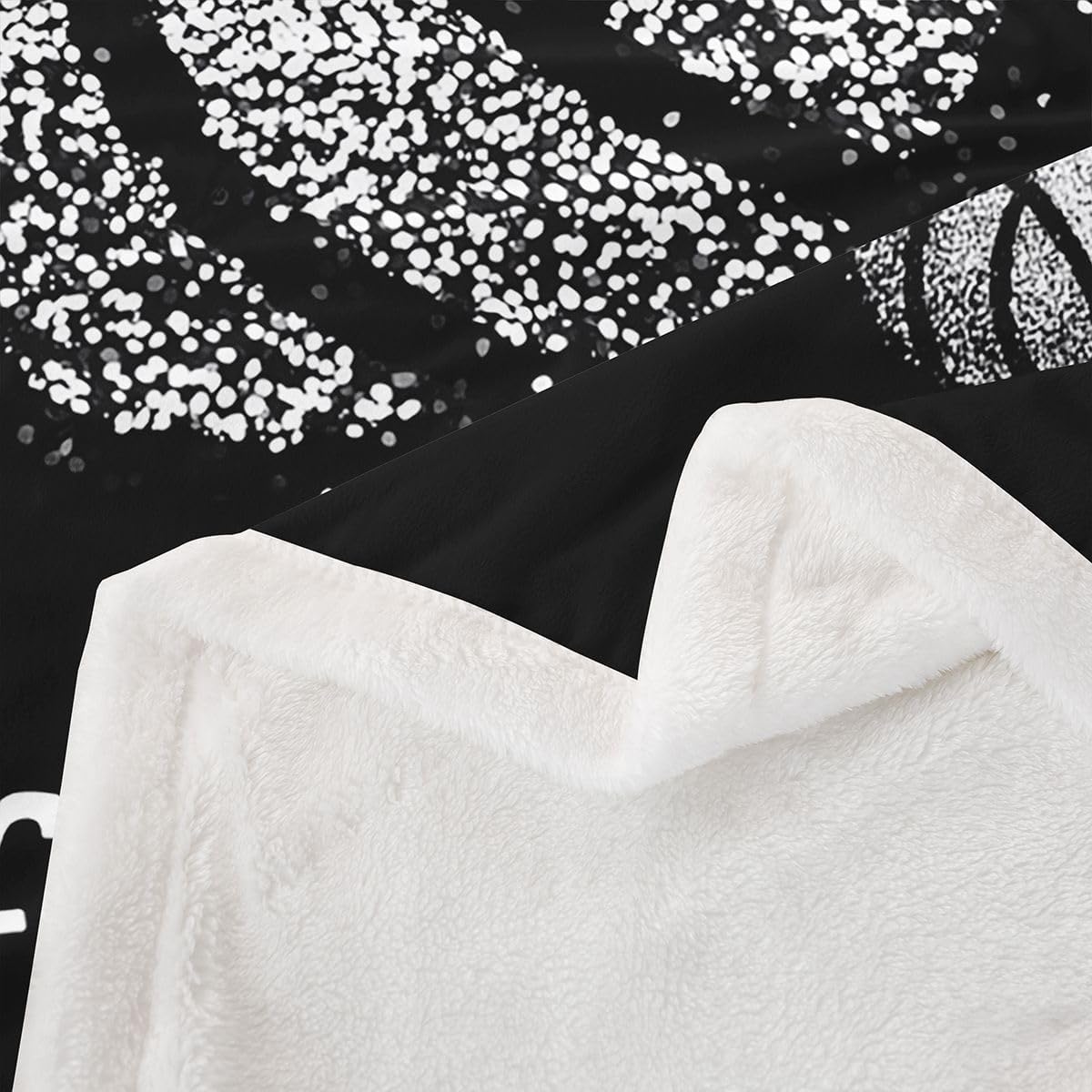 Erosebridal Personalized Volleyball Throw Blanket for Couch Sport Fleece Blanket for Boys Grey Sequins Glitter Sherpa Blanket Throw Black Customized Blanket Kids Toddler Teens Bed Blanket Home Decor