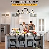 Vista 6 de HiBay 4-Light Track Lighting Farmhouse, Directional Ceiling Track Light Fixtures Black, Industrial Flush Mount Spotlight for Kitchen, Dining Room