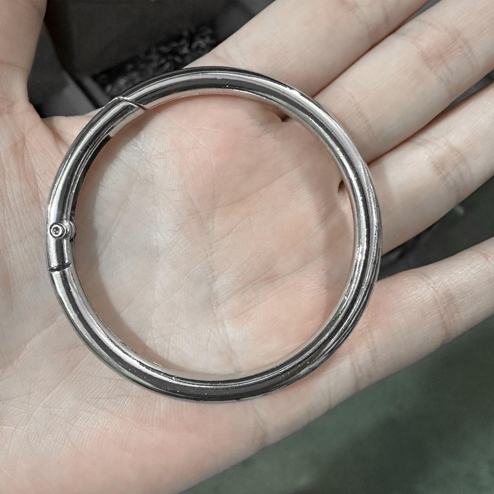 10 mosquetones redondos, mosquetones redondos, mosquetones redondos, mosquetones para bolsos, llaveros grandes, anillo de mosquetón, anillo grande, mosquetón redondo, 50 mm, plata