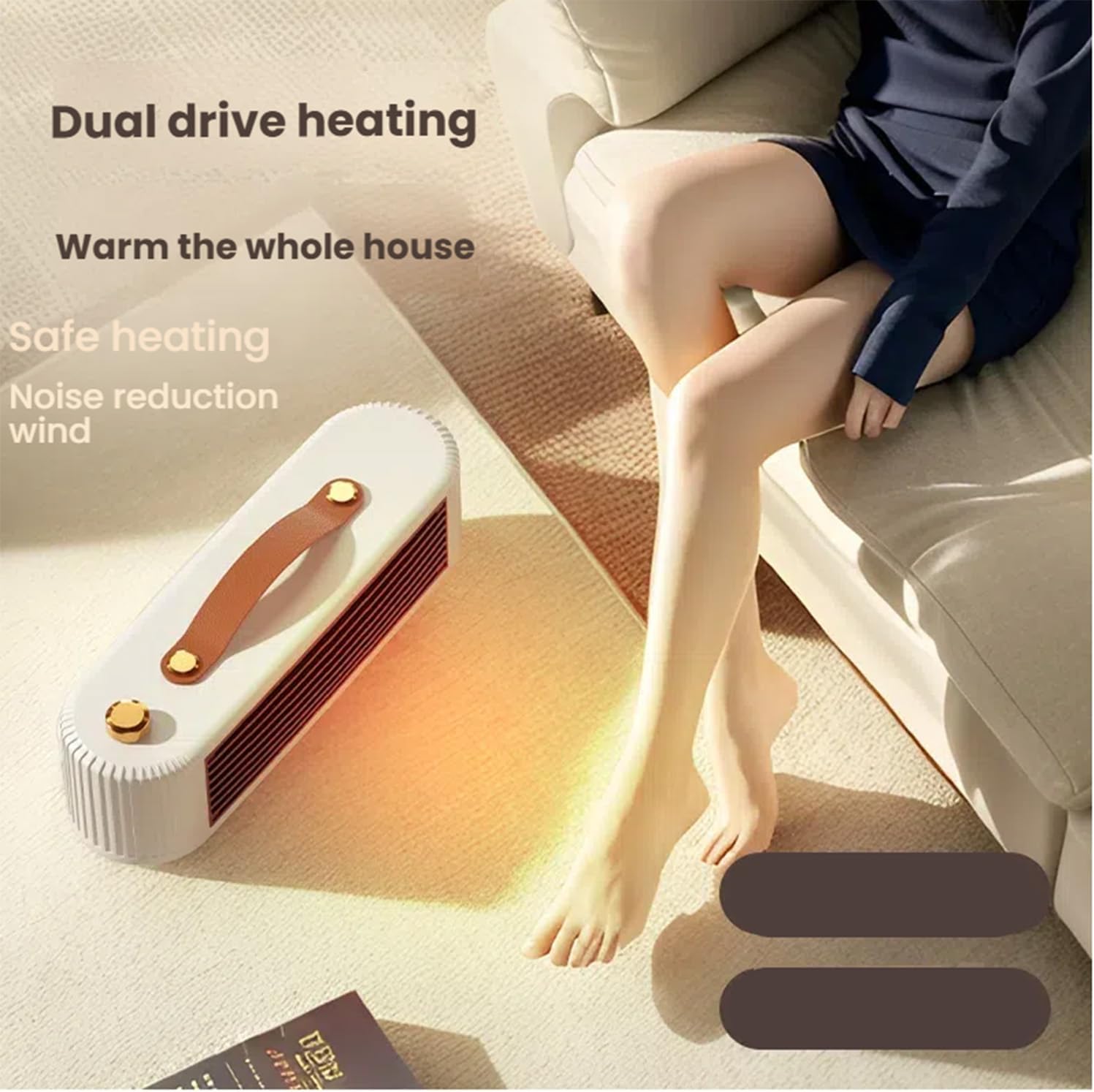 800W portable fast heating heater, multifunctional space heater with 2-level adjustable overheating, suitable for use in bedrooms, offices, and indoor environments (white)