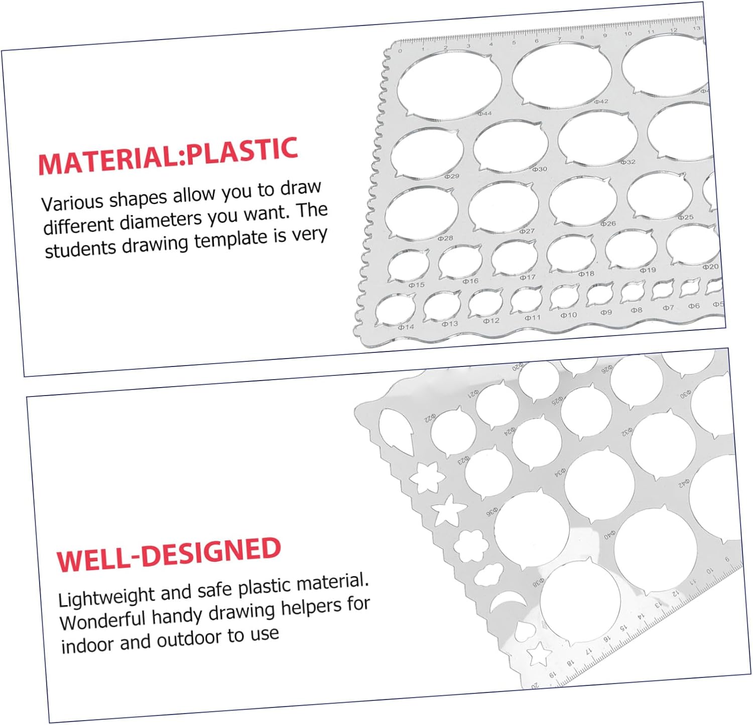 Quilling Ruler Template for Beginners Plastic Drawing Tool for Various Shapes Paper Flowers Crafts and Quilling Projects