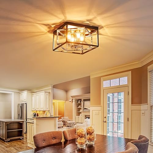 Miniatura 7 de AGV LIGHTING CL035S - Lámpara de techo moderna de montaje empotrado, lámpara de techo cuadrada, base E12, 3 luces, 12 pulgadas de largo x 12