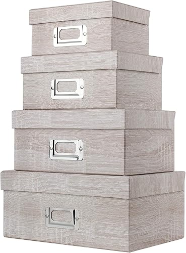 Miniatura 7 de Cajas de almacenamiento de fotos cajas de almacenamiento con tapas juego 4 en 1 a prueba de agua con asas cubos de almacenamiento decorativos de