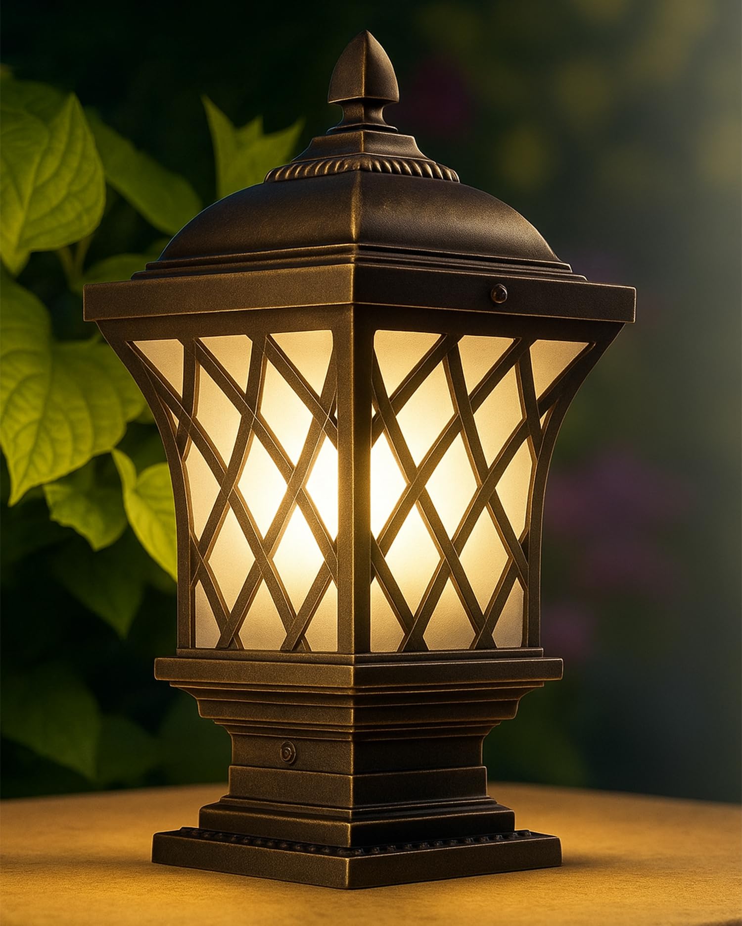 SINOMAN Antique Bronze Outdoor Gate Light Vintage Style Metal Pillar Lamp Decorative Design, Weatherproof Post Light for Garden, Driveway, Entrance Pillars, and Boundary Walls (Without Bulb)-image-12