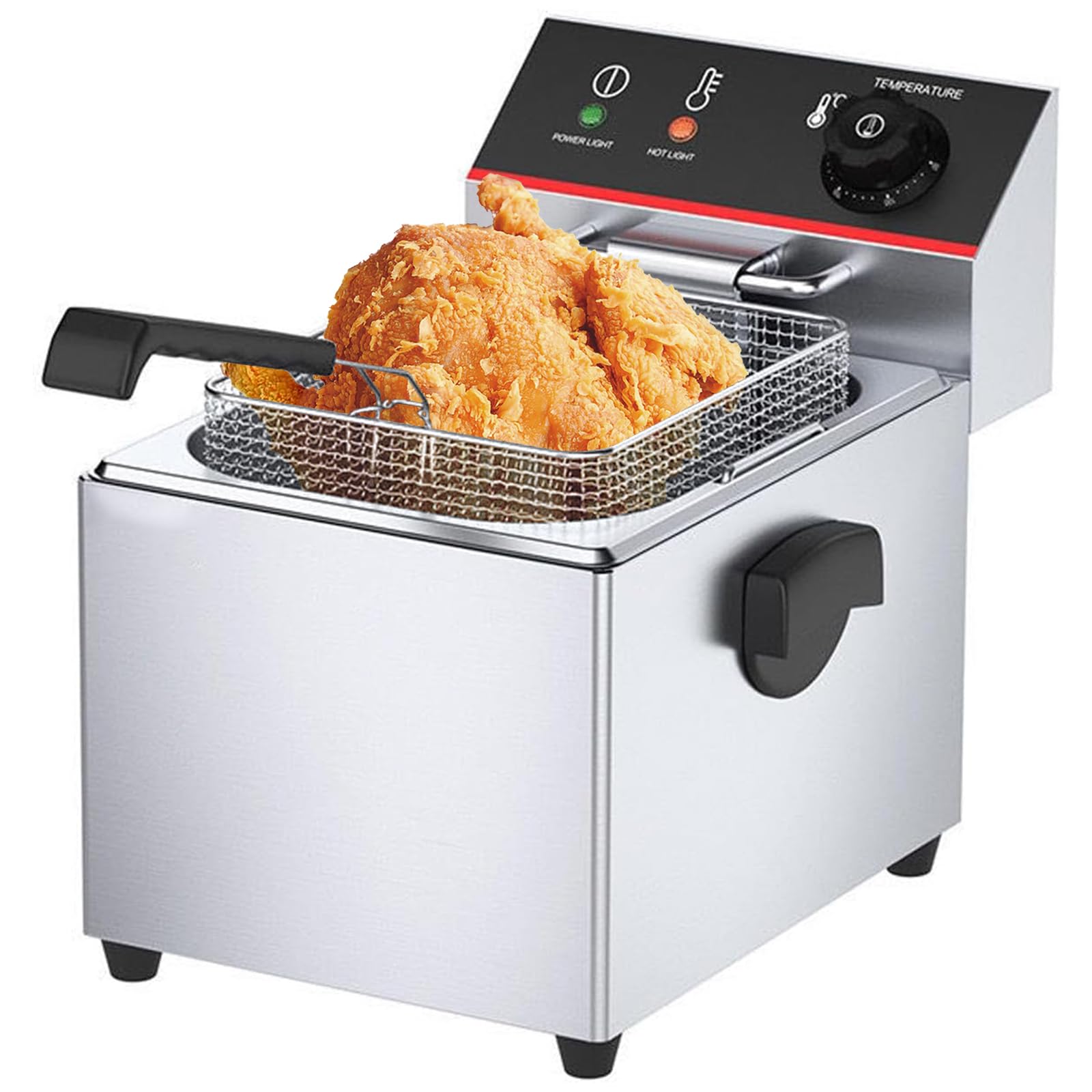 Freidora Industrial 12L, Freidora Electrica De Acero Inoxidable, Sola Profesional Industrial De Acero Regulador De Temperatura Fryer Sartén con Canasta para Uso Comercial Y Doméstico