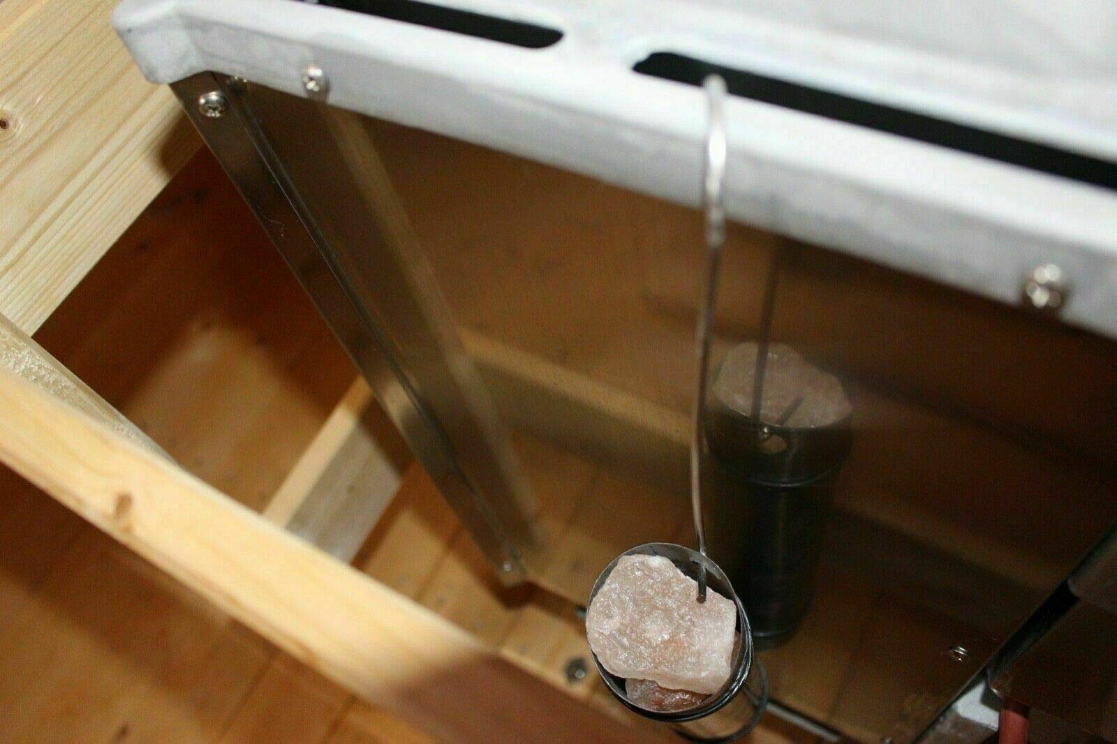 Sauna & Dampfbad Deluxe Edelstahl Salzkristall Halter inkl. rosa Salzkristalle (aus Pakistan - auch unter Himalaya Salz bekannt) und Halterung für Saunaofen