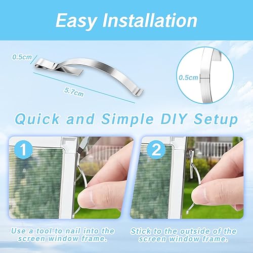 Miniatura 6 de 30 clips de pantalla para ventana con resortes de tensión, clips de montaje en esquina de acero inoxidable duraderos para reparación de ventanas,