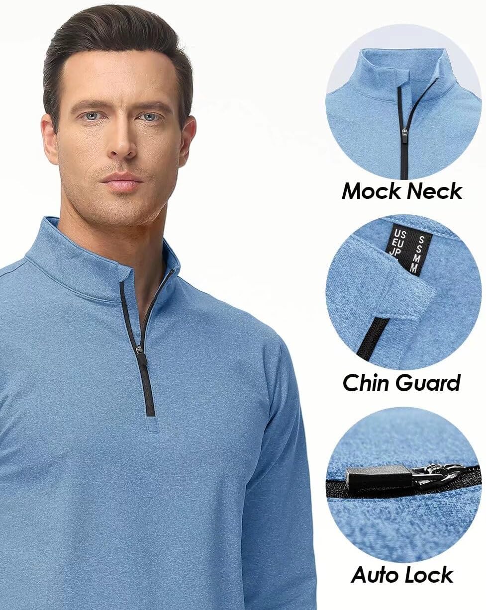 Boladeci Men's Quarter Zip Pullover Premium Fleece Lined Heather Long Sleeve Golf Shirts Midweight 1/4 Half Zip Sweatshirts - Image 4
