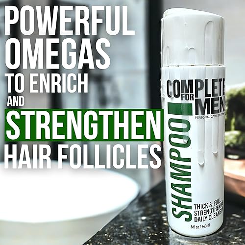Miniatura 4 de Champú para hombre para cabello más grueso champú fortalecedor completo, sin parabenos ni sulfatos, champú de limpieza profunda, cuidado del cuero