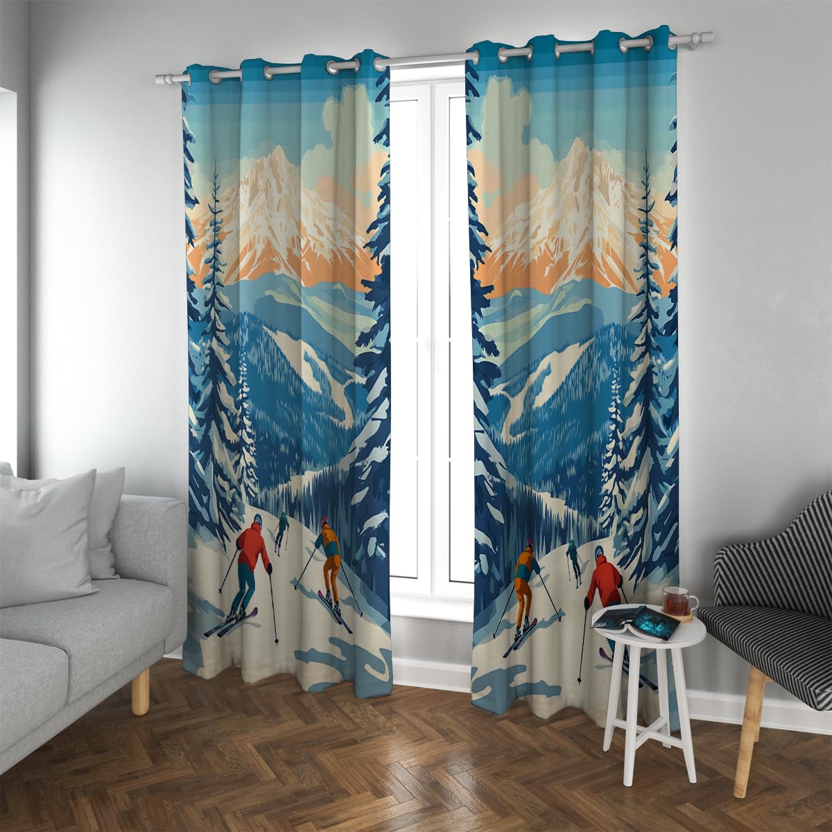 Rideaux occultants hiver rideaux de chambre moderne rideaux salon neige 2 panneaux 140x220
