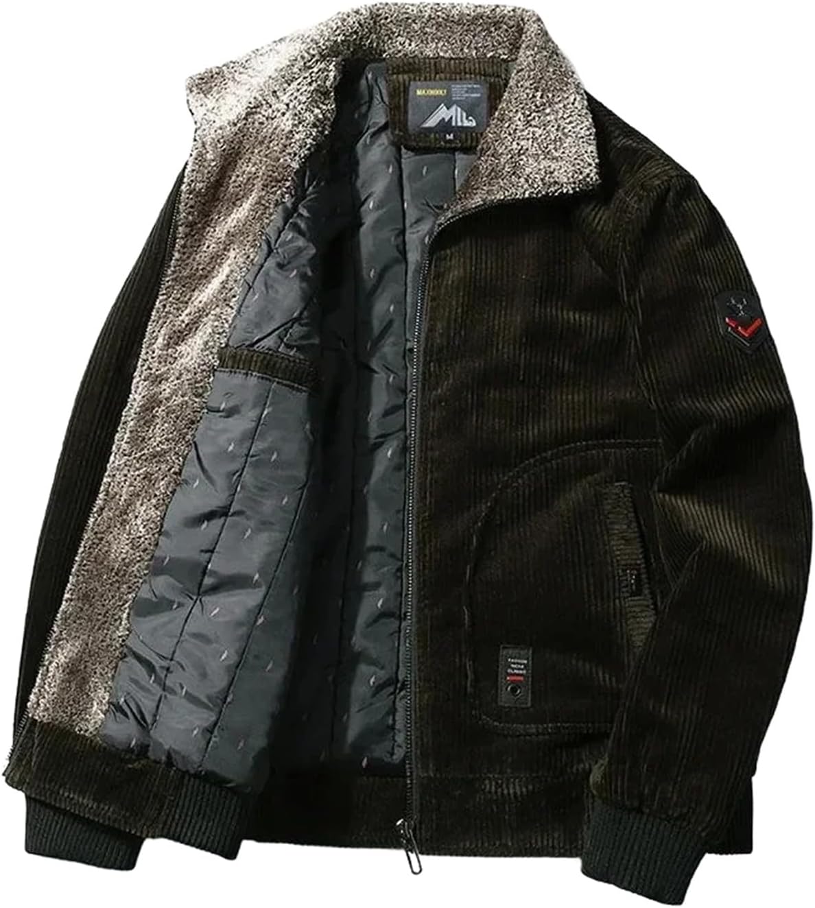 Men’s Lamb Fleece Jacket Warm Cotton-Padded Winter Coat