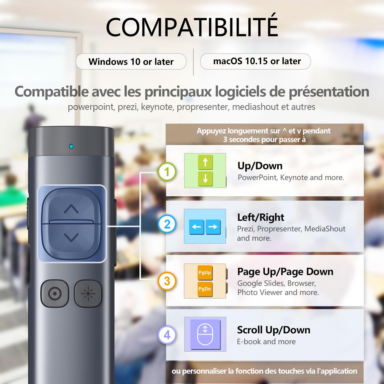 Norwii N97 Clicker de présentation d'écran TV Bluetooth Wireless Presenter Pointeur numérique