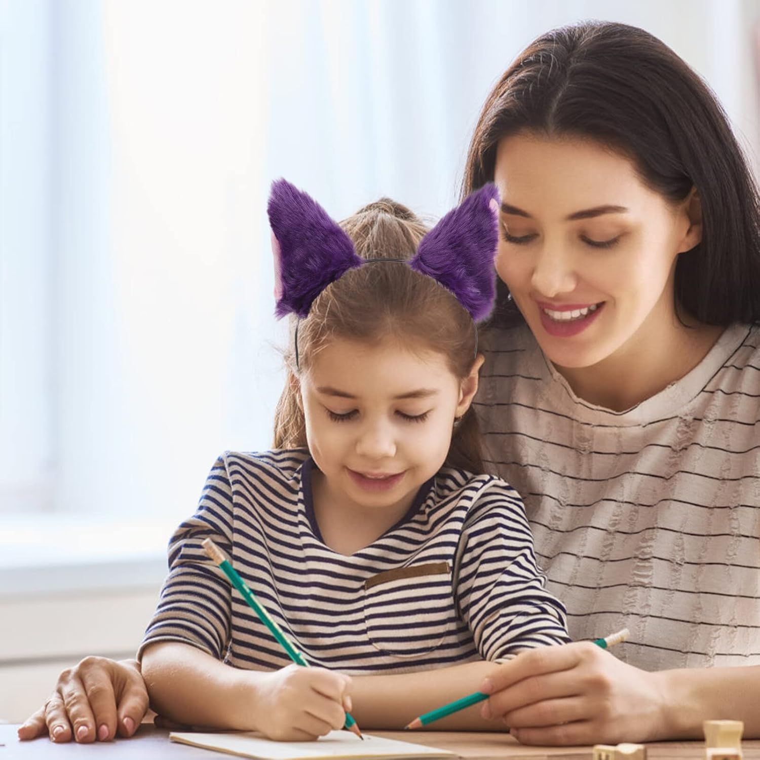 PartyKindom Cat Ears Headband for Womens: Christmas Headband Cosplay Costumes Prop for Girls, Fur Animal Ears Hair Hoops for Animal Cosplay Party, Cute Cat Ears Hair Accessories - Image 2