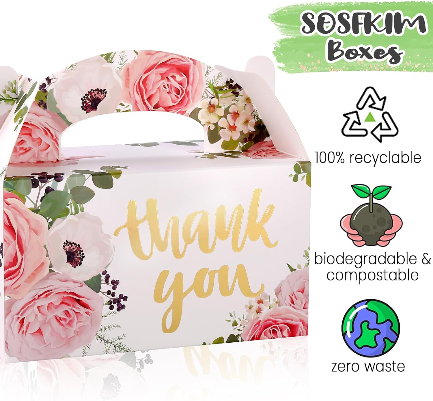 Party Favor Treat Candy Boxes - Floral Design for Gift 24 Pcs 6.3x3.5x3.5In
