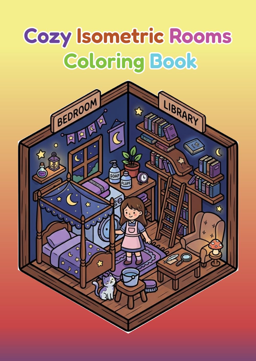 Cozy Isometric Rooms Coloring Book (Color Book by fundementalm)