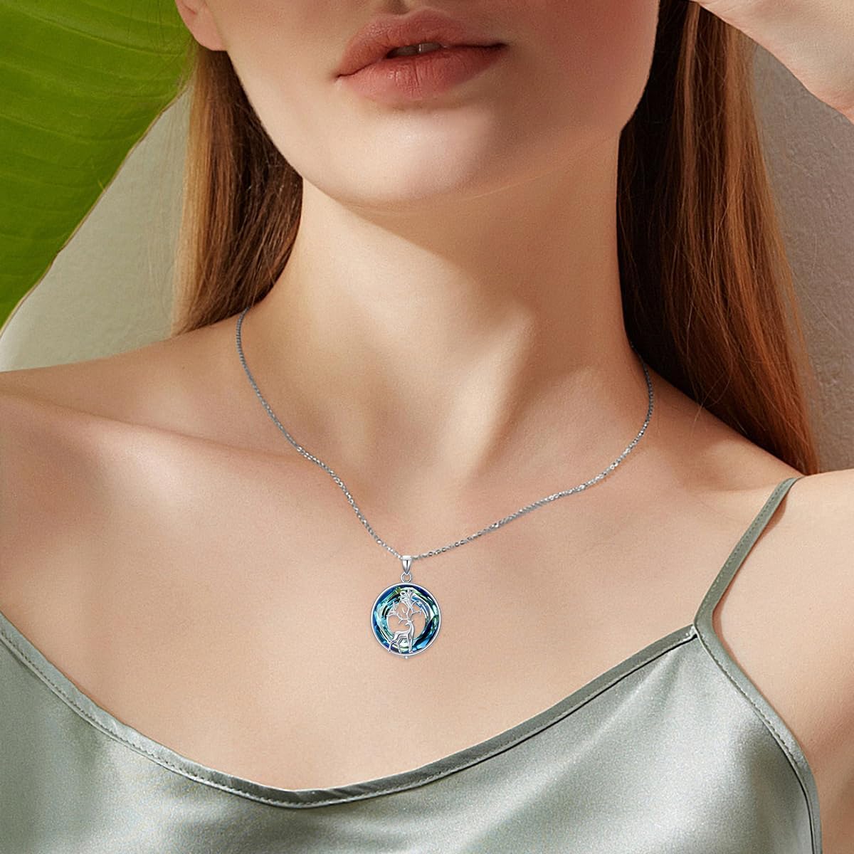 Deer Necklace for Women S925 Sterling Silver Crystal Deer Pendant Animal Necklace Birthday Anniversary Christmas Gifts for Women Mom Wife - Image 3