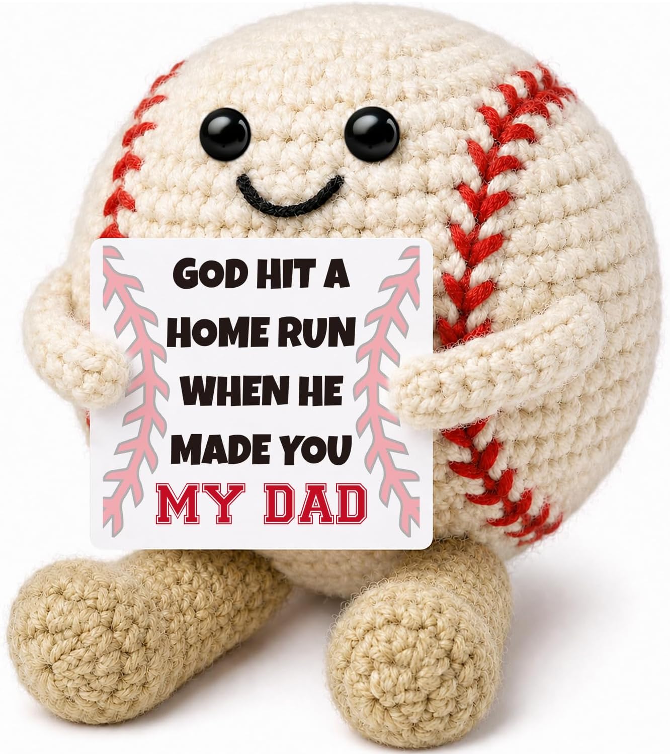 Crochet Baseball Fathers Day Birthday Gift for Dad Men,Dad Gifts from Daughter Son Wife,Baseball Sports Fan Fathers Day Office Gifts for Step First Time Bonus New Daddy Father in Law