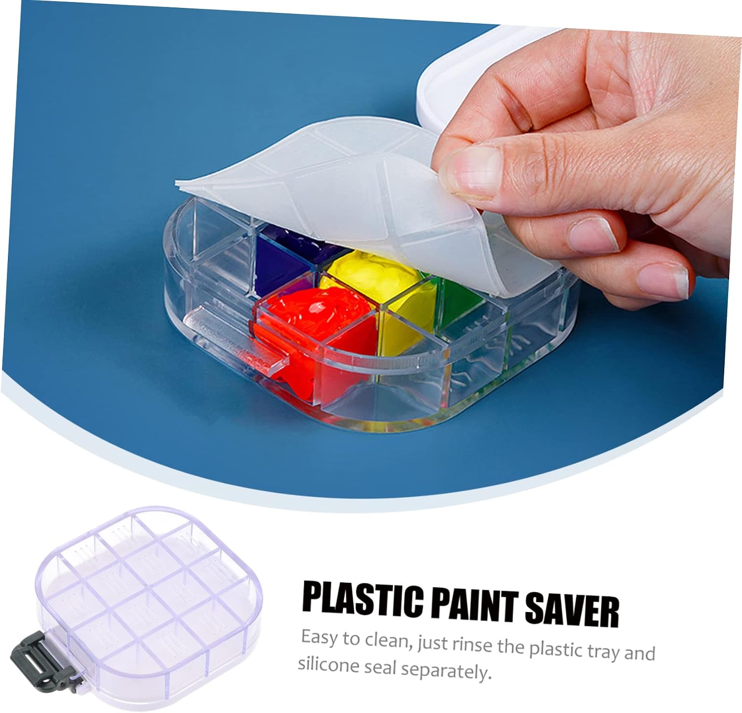Lurrose 16-Compartment Plastic Paint Saver Box for Artists Waterproof Pigment Storage Case Lid for Watercolor and Acrylic Paints