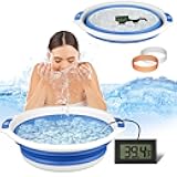 Facial Ice Bath Kit, Ice Water Face Cold Plunge, Foldable Ice Bath Face Bowl with Reusable Cubes for Face Ice Bath, Portable Ice Bath Face Bowl, Face Ice Bath Water Chiller, Cold Plunge Chiller (Blue)