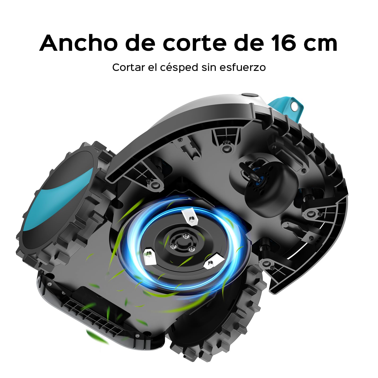 YARDCARE V100 Robot Cortacesped Electrico con Navegación por Visión, Detección de 150 Obstáculos, Robot Cortacésped Bateria hasta 150 m², Robot Cortacesped con Cuchillas de Repuesto, Corte en Espiral