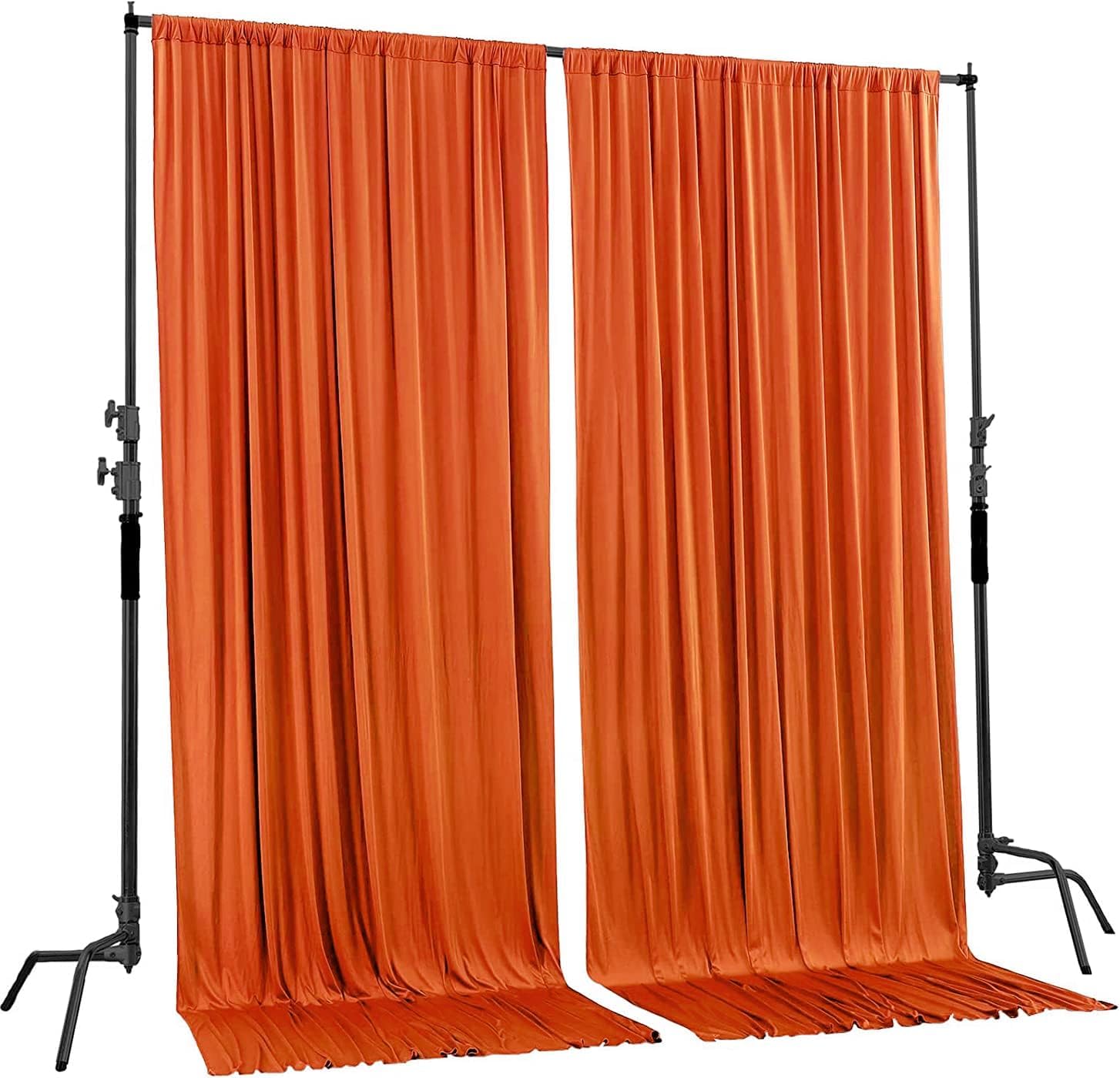 AK TRADING CO. Lot de 2 Rideaux de Fond en Polyester avec Passe-Tringle – Rideaux pour cérémonie de Mariage, fête, décoration de fenêtre – Orange (DRAPE13,7 x 20,3 cm)