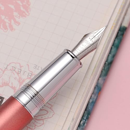 Vista 14 de Asvine Hongdian 620 Pluma estilográfica de metal azul punta extra fina pluma clásica pluma oficina escritura con caja de metal