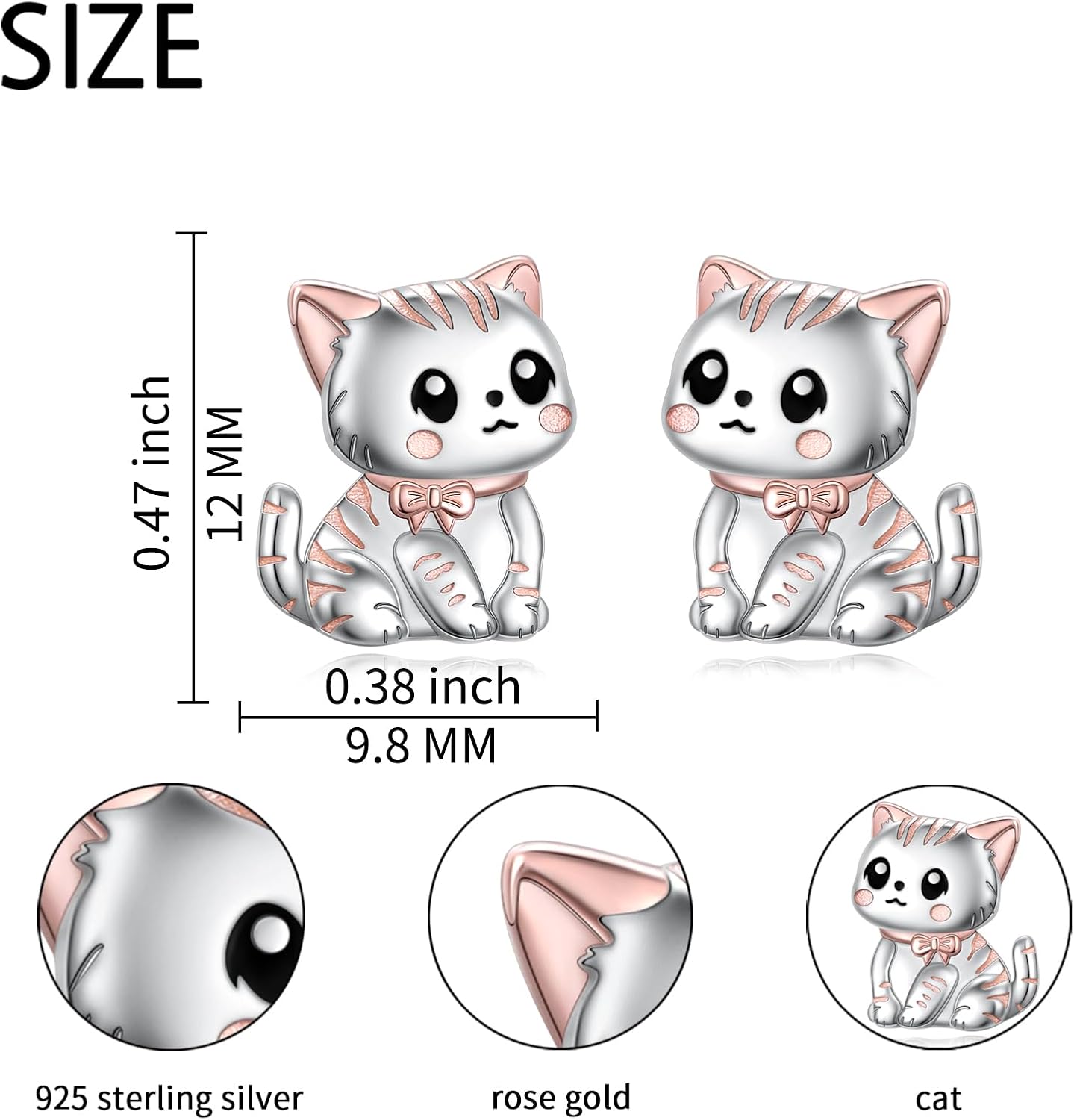 Yearace Animal Stud Earrings for Women 925 Sterling Silver Highland Cow Capybara Robin Bird Cat Bunny Stud Earrings Cute Animals Jewelry Gift for Women Girls - Image 4