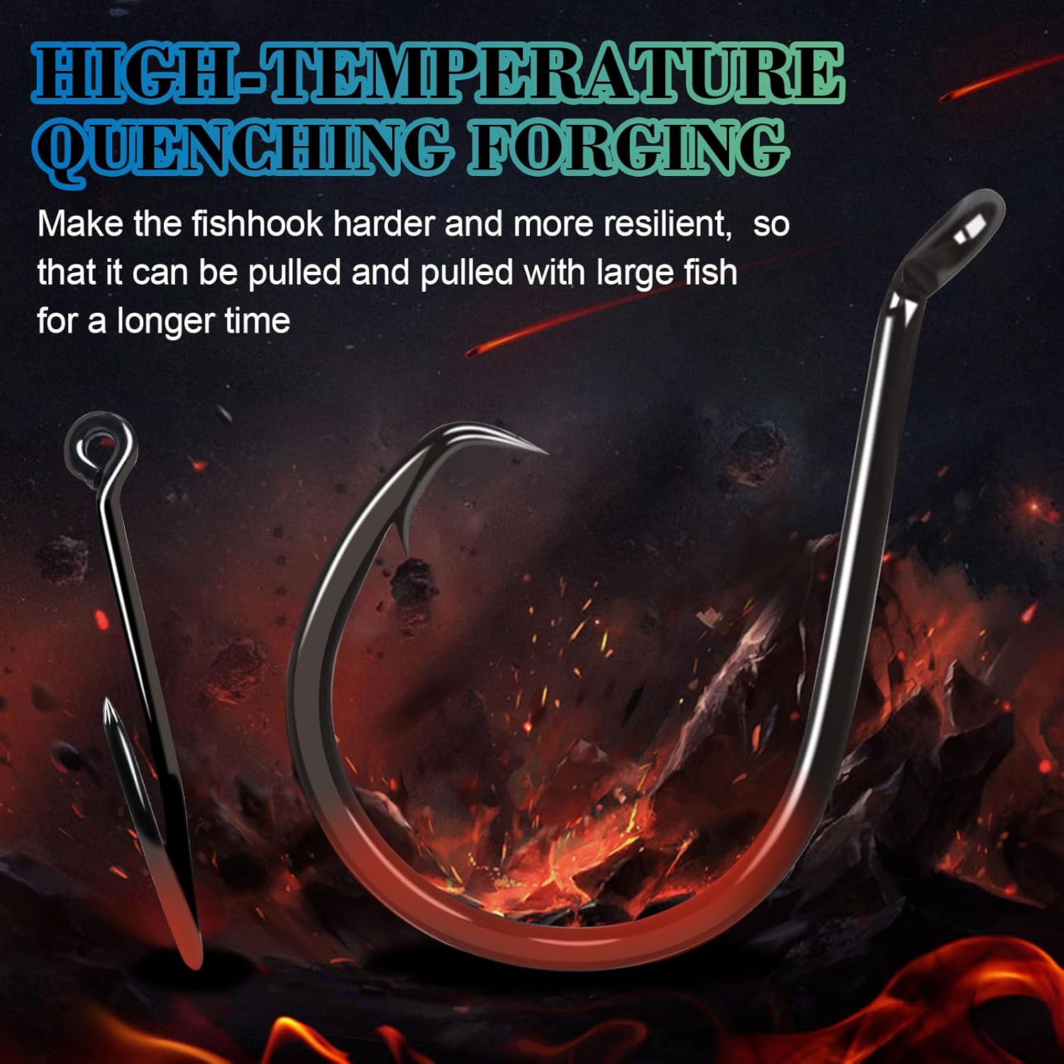 Heavyweight Catfish Hooks,50/104pcs CWSDXM 4X Strong Octopus Circle Hooks Size 1-10, Black Nickel Fishing Hooks for Large Catfish, Saltwater Freshwater Use, Offset Point for Secure Hookset