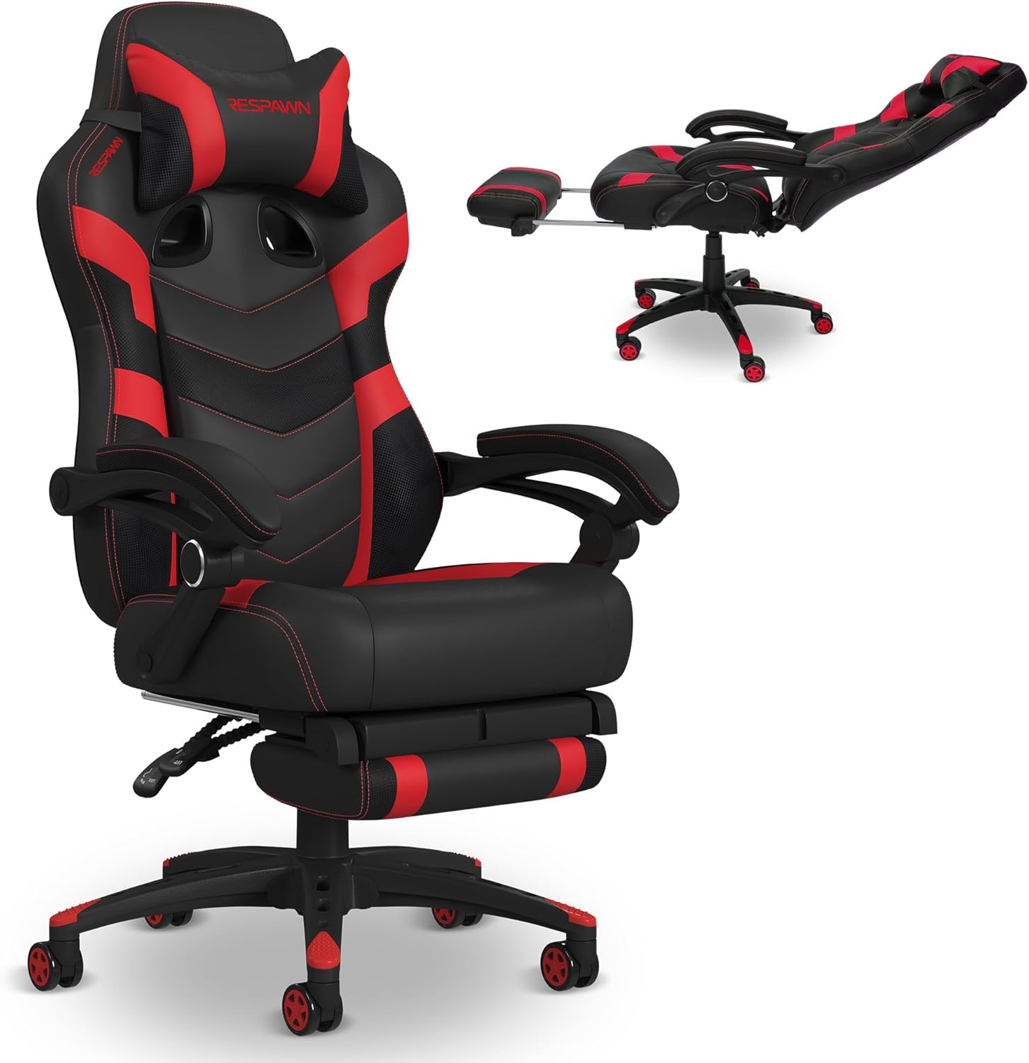 71FjSuLzOIL._AC_SL1500_ Respawn 110 Pro Ergonomic Gaming Chair with Footrest for Adults - Comfortable Office Gaming Recliner with Lumbar Support and Headrest, Racing Style Video Game Chairs for Computer Gamer - Red