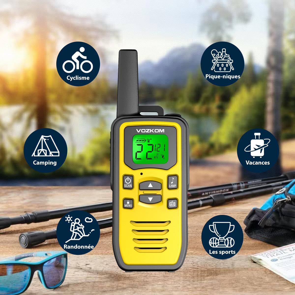 Talkie-walkie professionnel pour adultes, rechargeable, longue distance, sans licence, 36 canaux VOX, radios bidirectionnelles avec radio FM