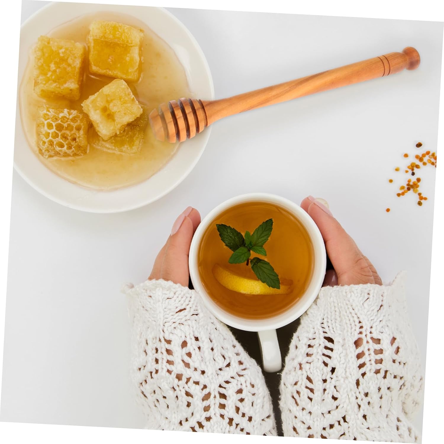 Wooden Honey Dipper Stick Reusable Honey Stirring Wand with Long Handle Jam and More for Home Restaurant Use
