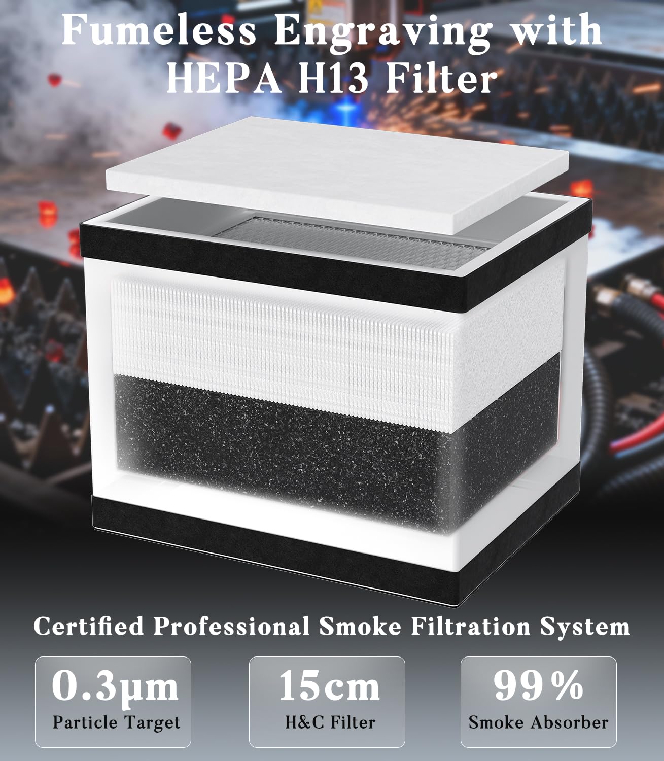 FumeClear Extractor de humos láser FC-2001X para diodos de hasta 15 W y