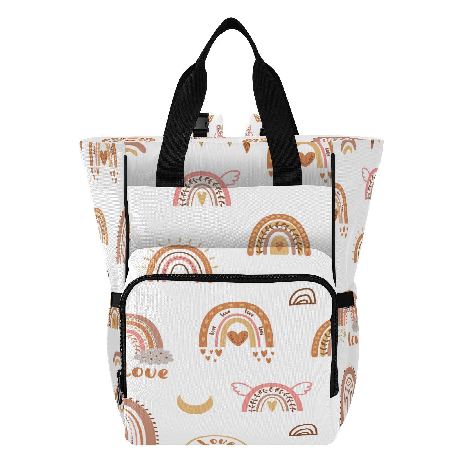 BOESI Boho Rainbow Diaper Bag Backpack, Mommy Bag, Multifunctional Diaper Bag, Travel Backpack, Large Capacity Diaper Bag