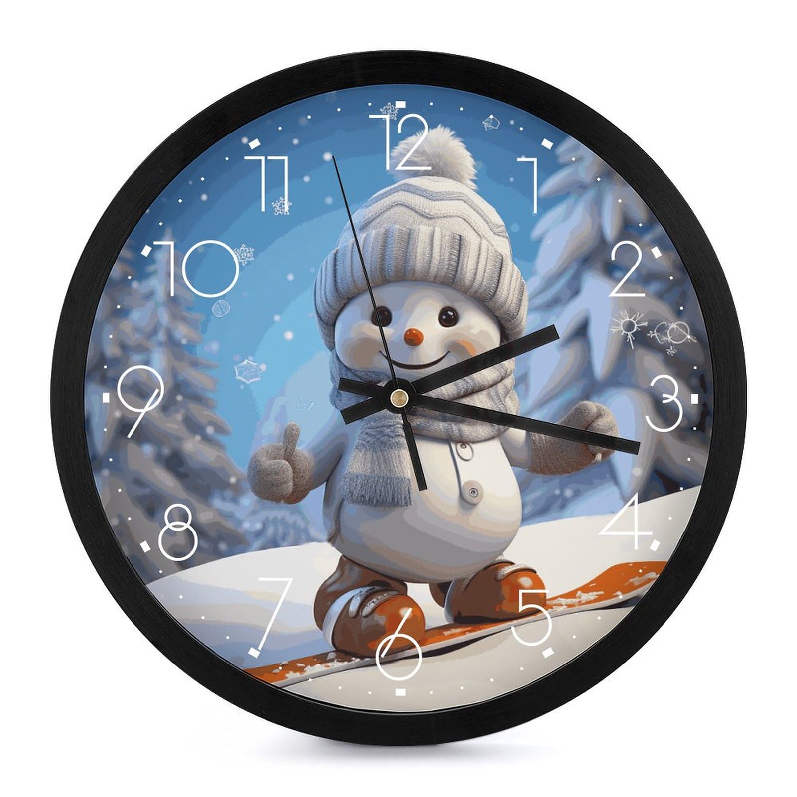 Horloge murale numérique bonhomme de neige pour lire l'heure sans fil au salon