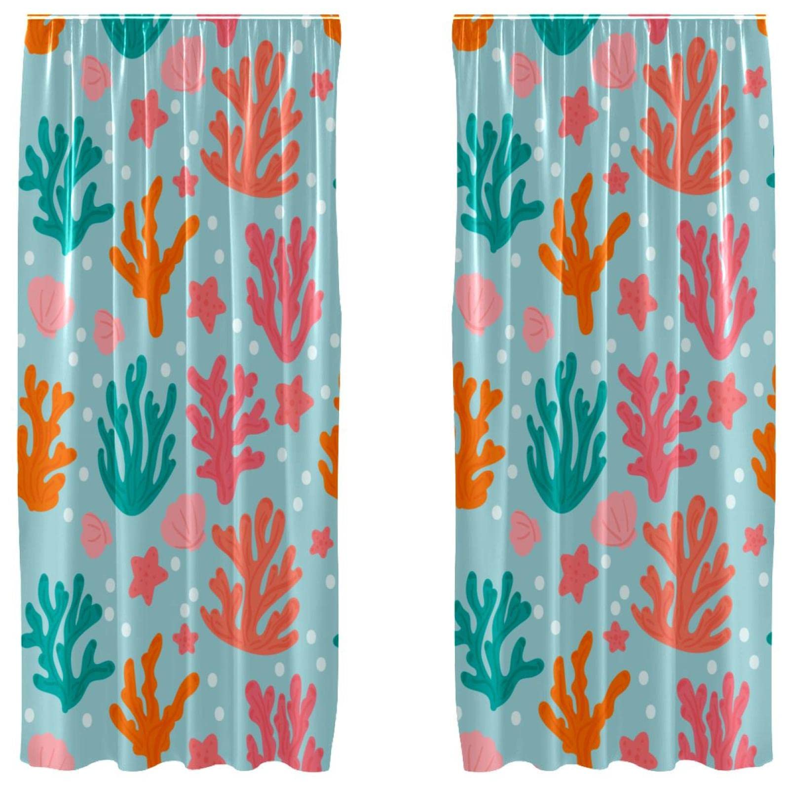 Cortinas de ventana modernas de coral naranja, paneles de salón de 55x84 pulgadas