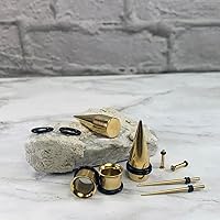 Vista 11 de BodyJ4You kit de 37 piezas de diferente calibre para dilatar perforaciones de oreja, aceite de jojoba, 14G-00G, acero quirúrgico Negro