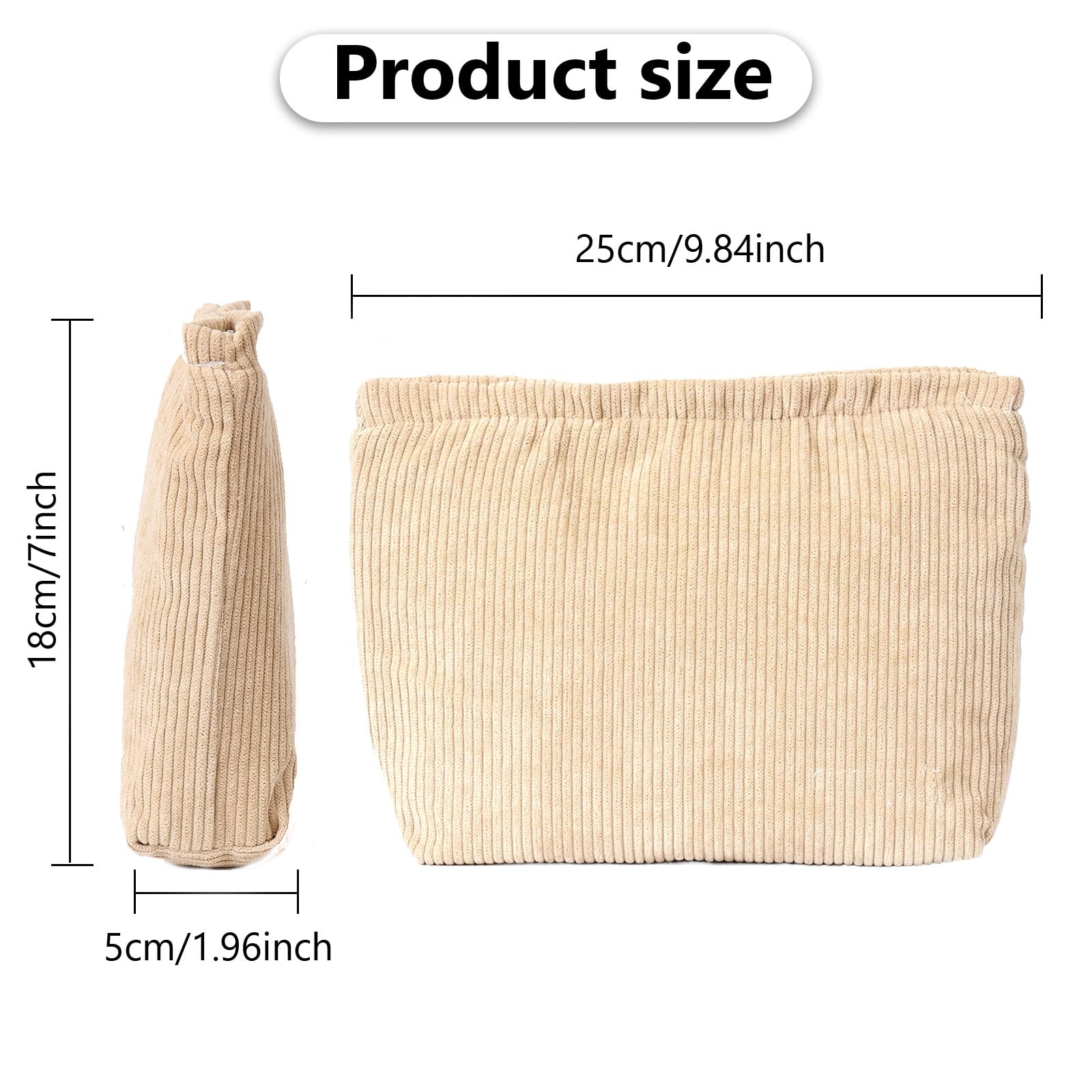 Small Makeup Bag for Purse Travel Cosmetic Bag Makeup Pouch Corduroy Portable Versatile Zipper Pouch for Women (Green) - Image 2