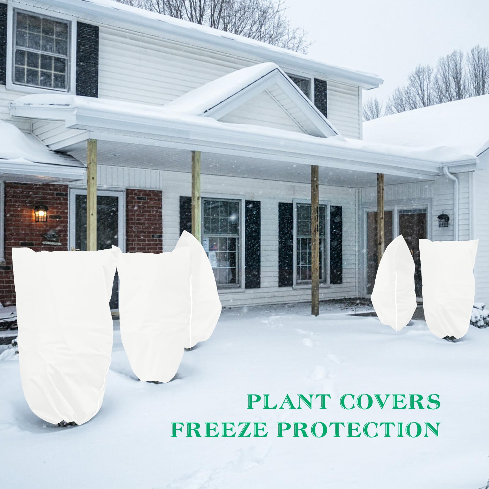 6 fundas para plantas de protección contra la congelación, 2.8 onzas, 47.2 x 31.5 pulgadas, mantas reutilizables con cordón de cremallera, cubiertas de plantas de invierno para jardín al aire