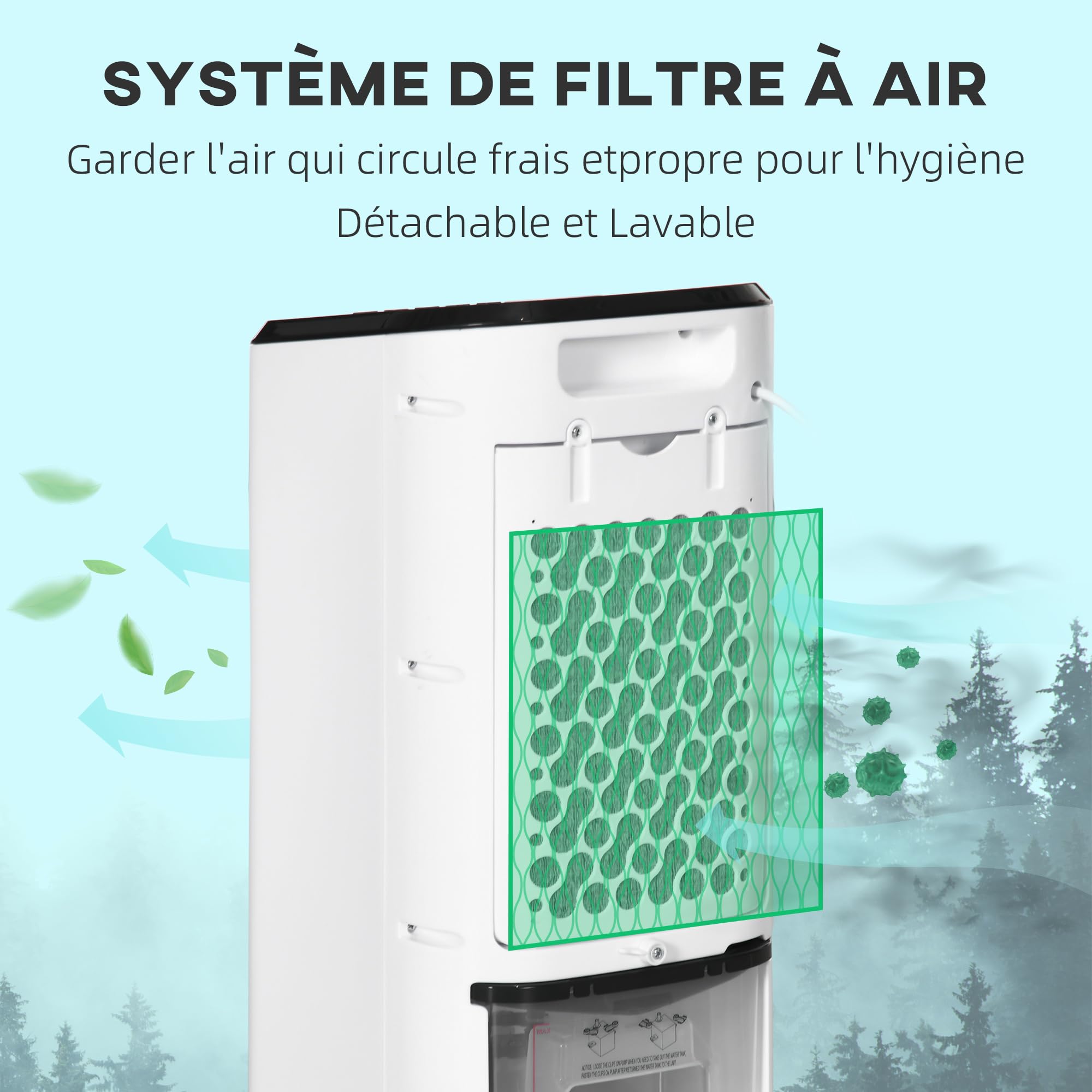 HOMCOM Refroidisseur d'air ventilateur humidificateur 3 en 1 sur roulettes télécommande 3 modes 3 vitesses minuterie et oscillant réservoir 3,5L avec 2 blocs réfrigérants blanc