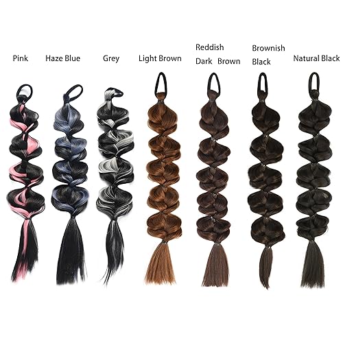 Miniatura 4 de 2 piezas de peluca de cola de caballo de burbujas, trenza, extensión de cola de caballo trenzada, 14 pulgadas, peluca de cola de caballo trenzada