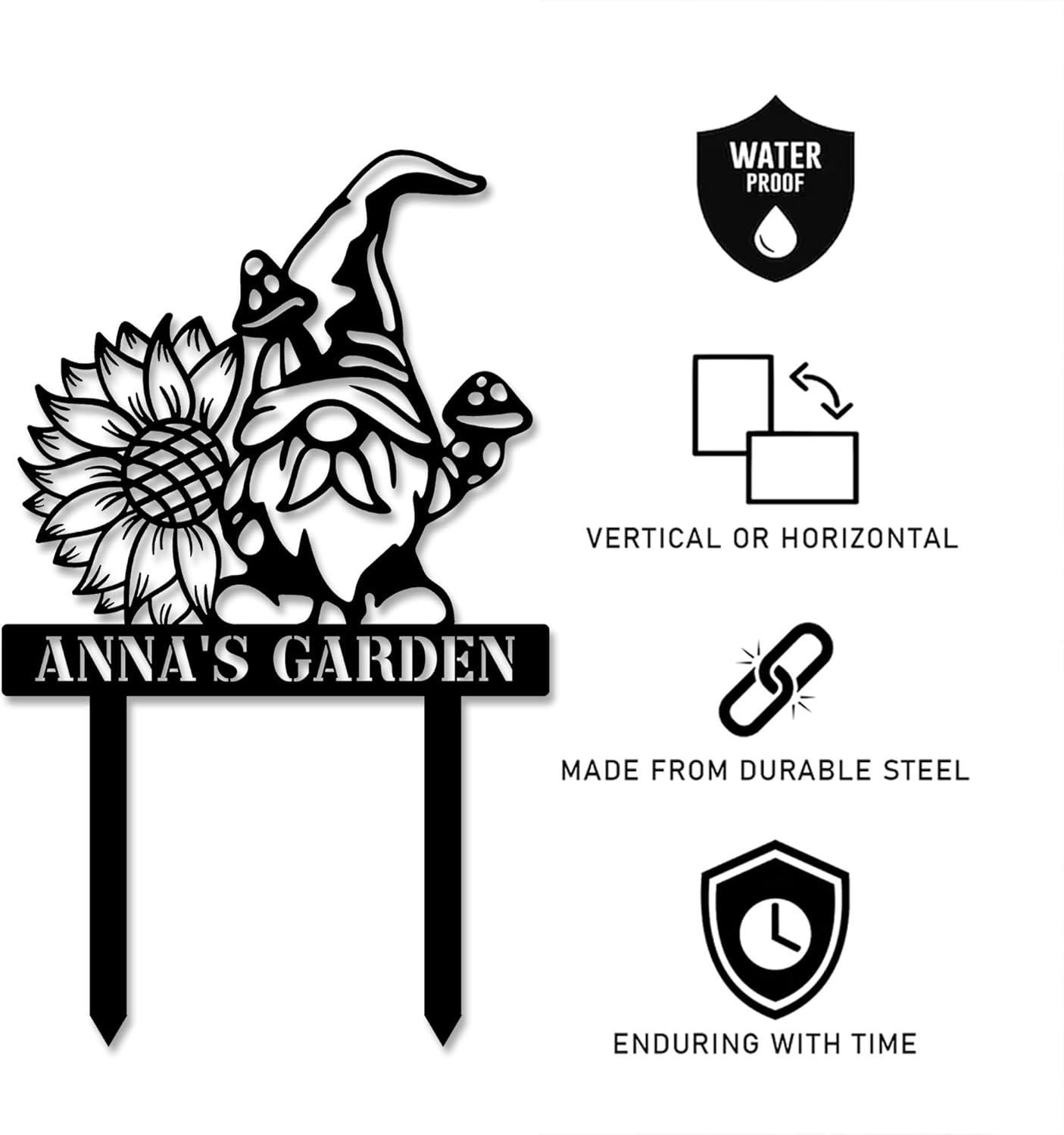 Garden Gnome Custom Yard Sign With Made From Stainless Steel With All Kinds of Size Options for Garden Decoration and Lawn Decoration, Metal Home Decor, Metal Yard Art, Garden Metal Sign