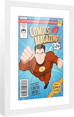 Miniatura 91 de Poster Palooza Marco de cómic con paspartú para 4 cómics de la era actual publicado después de 1985, marco de cómic negro para cómics de 6.875 x