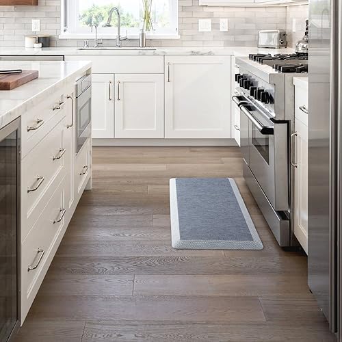 Miniatura 2 de Martha Stewart Mira Modern - Tapete de cocina jaspeado antifatiga con infusión de aire, azul, 19.6 x 39 pulgadas