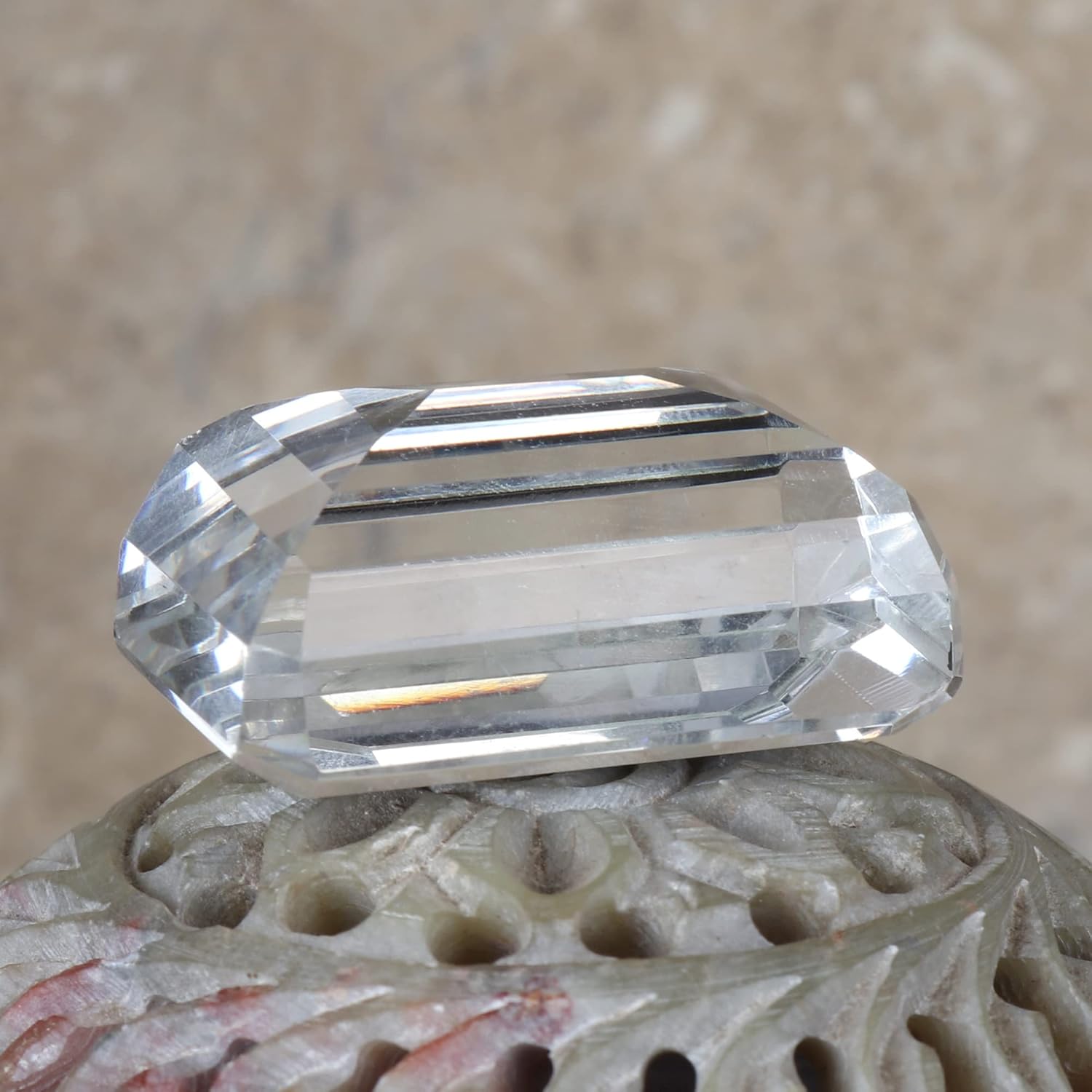 1 Piece White Topaz Approx 90-100 Ct Emerald Cut White Topaz Loose Gemstone for Jewelry