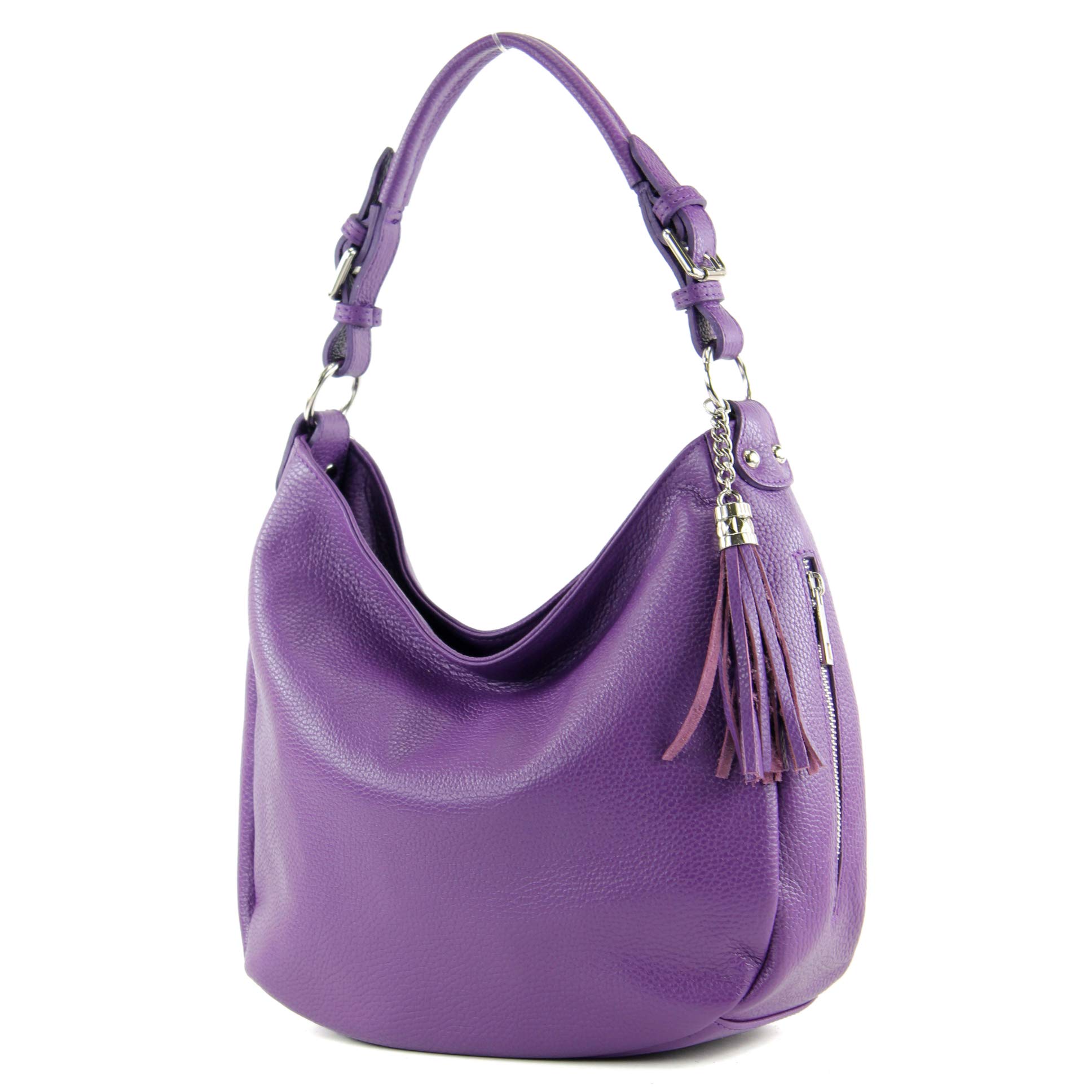 modamoda de T200 Damen Leder Schultertasche Henkeltasche, handmade in Italy