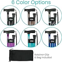 Vista 7 de Vive Folding Cane - Foldable Walking Cane for Men, Women - Fold-up, Collapsible, Lightweight, Adjustable, Portable Hand Walking Stick - Balancing