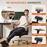 Vista 6 de Sweetcrispy Silla de Escritorio de Oficina Grande y Alta con Soporte Lumbar, Silla de Computadora Ergonómica de Malla de Servicio Pesado de 500