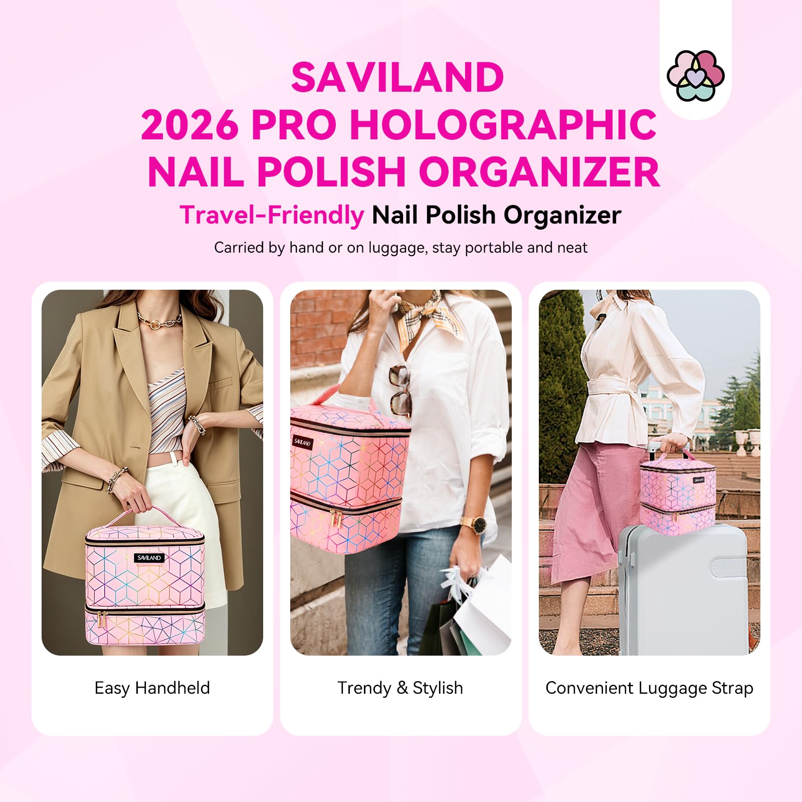 SAVILAND Double-Layer Nail Polish Organizer Bag
