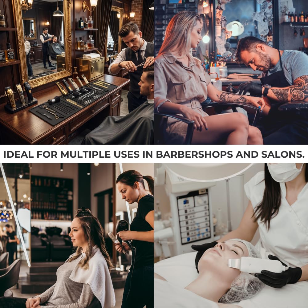 HAPPYPOSH Magnetic Barber Mats, 4-Piece Modular Station Organizer